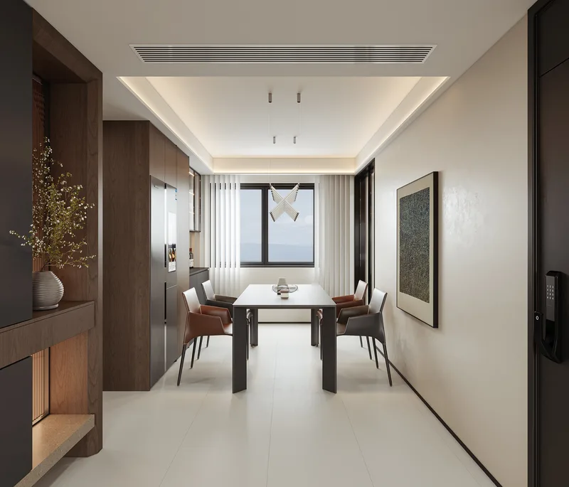 Warm wood, modern living · Design rendering 3